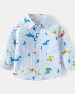 Boys Blue Shirt Dragon Print