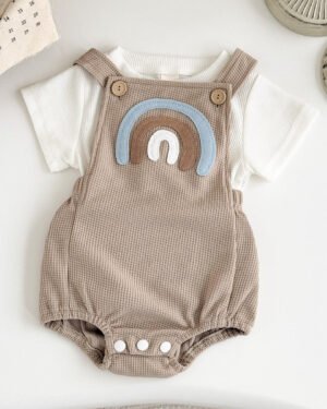 Little Rainbow Dungaree Romper Set